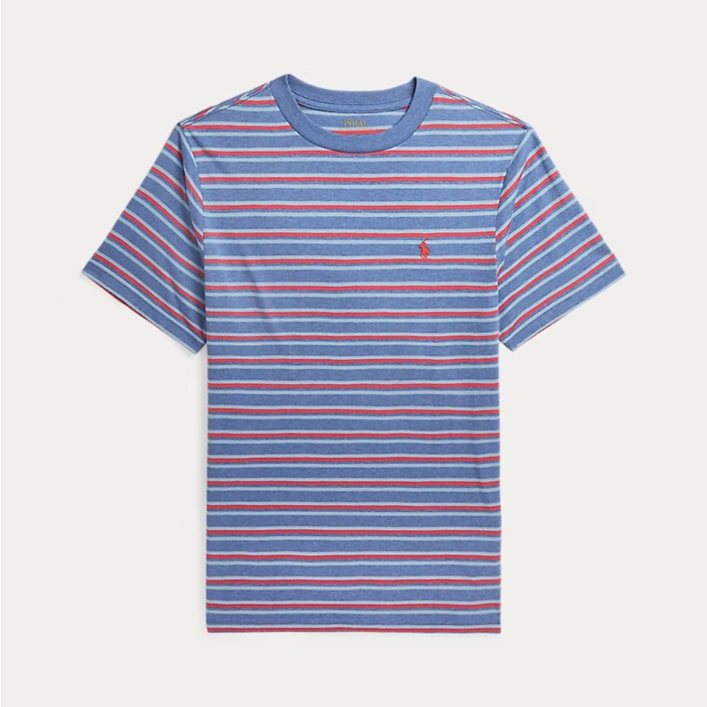Polo Ralph Lauren Blue and Red Striped Boys Crewneck Tee